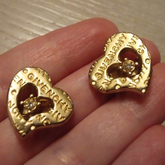 Givenchy Vintage Heart Logo Crystal Clip-on Earrings - Picture 12 of 12